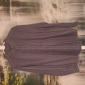 Eddie Bauer Mens Large button up relax fit wrinkle free gray dress shirt